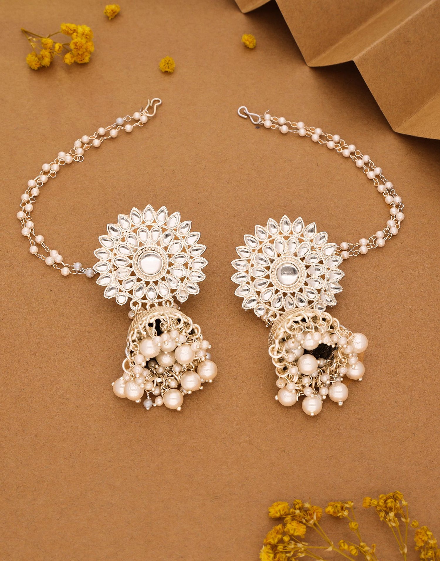 White Gold Polish Jhumka Earring