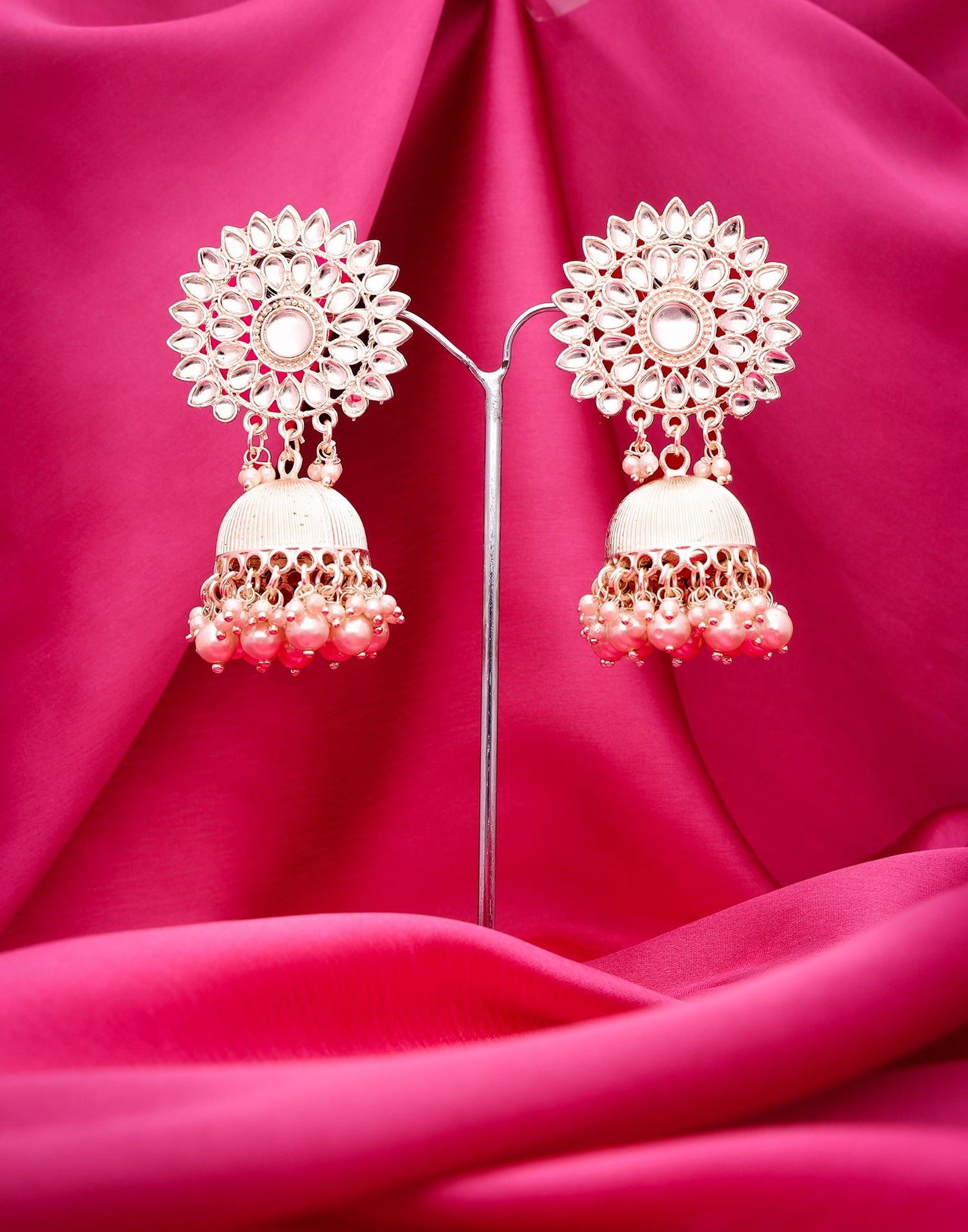 White Gold Polish Jhumka Earring