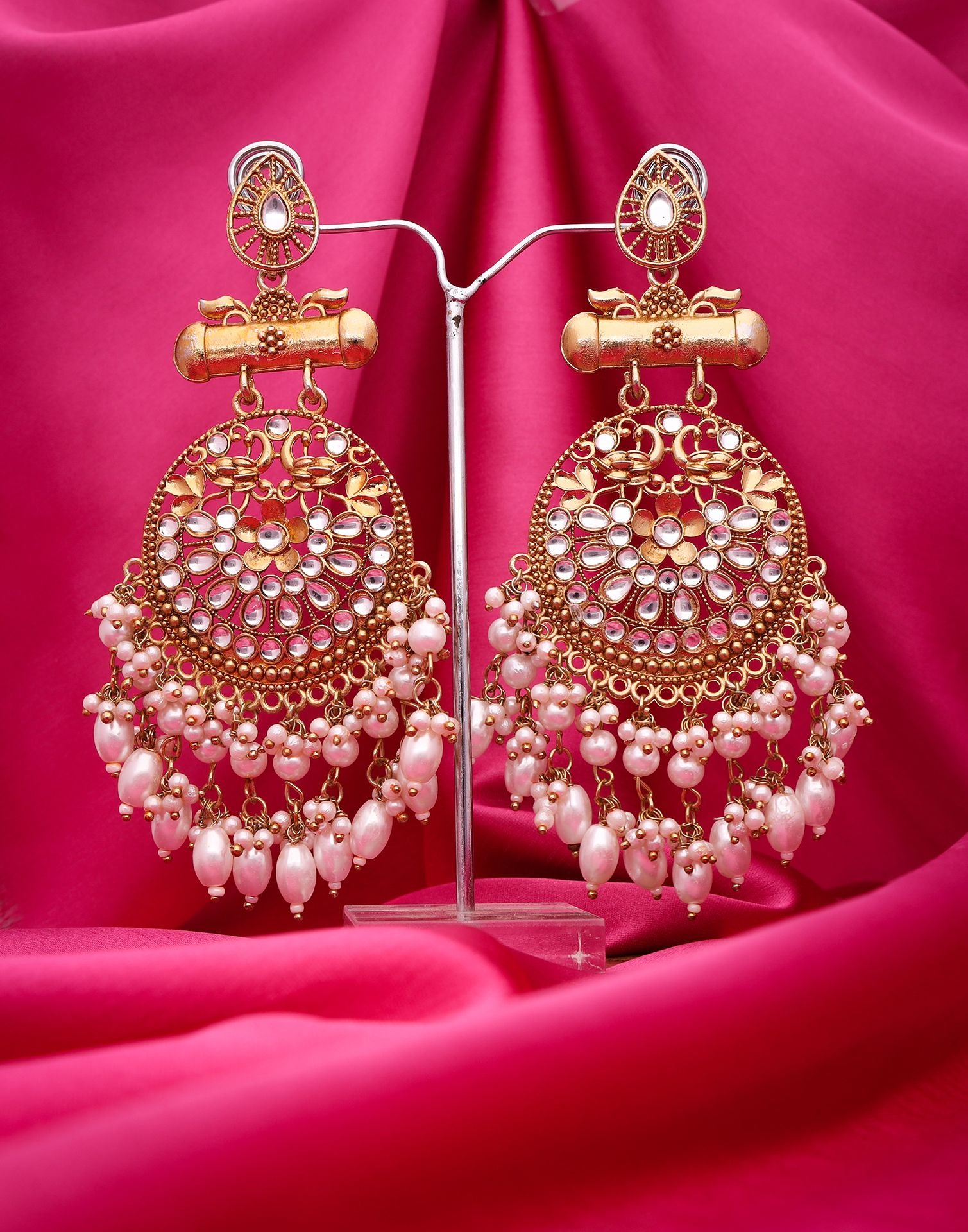 White Mendi Gold Polish Dangle Earring