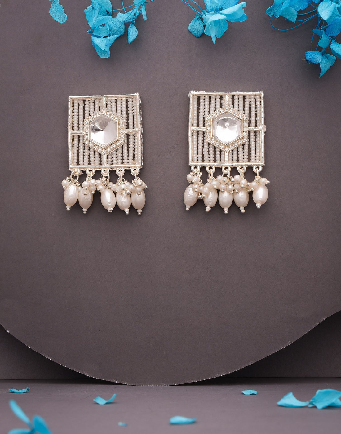 White Gold Polish Drop Earring