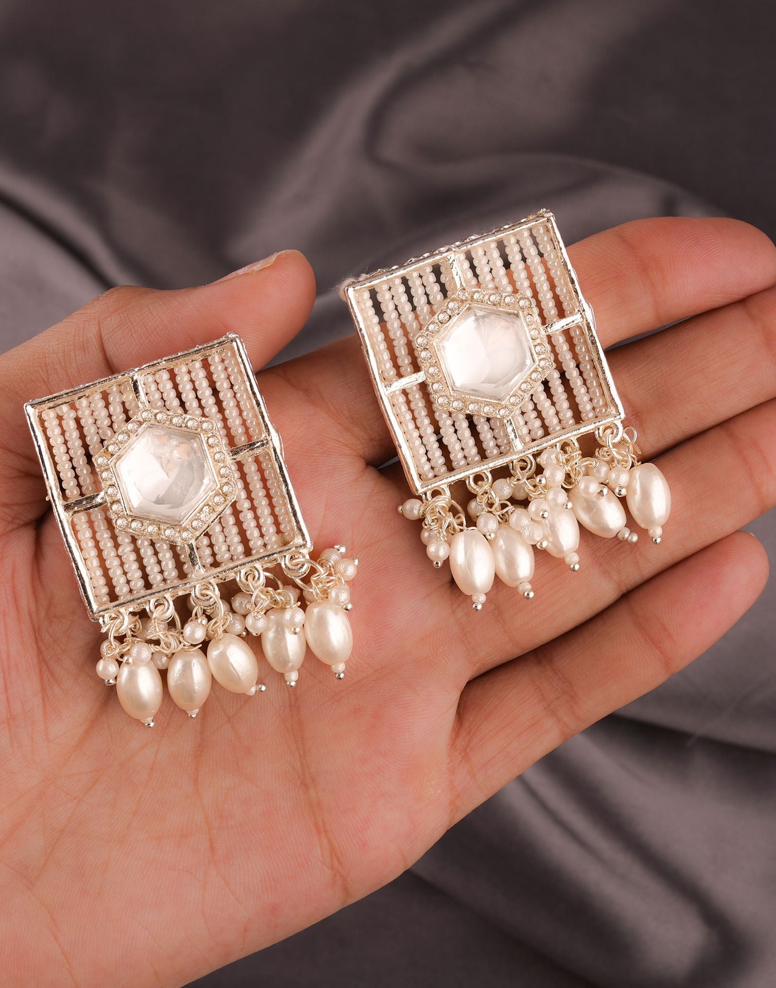 White Gold Polish Drop Earring