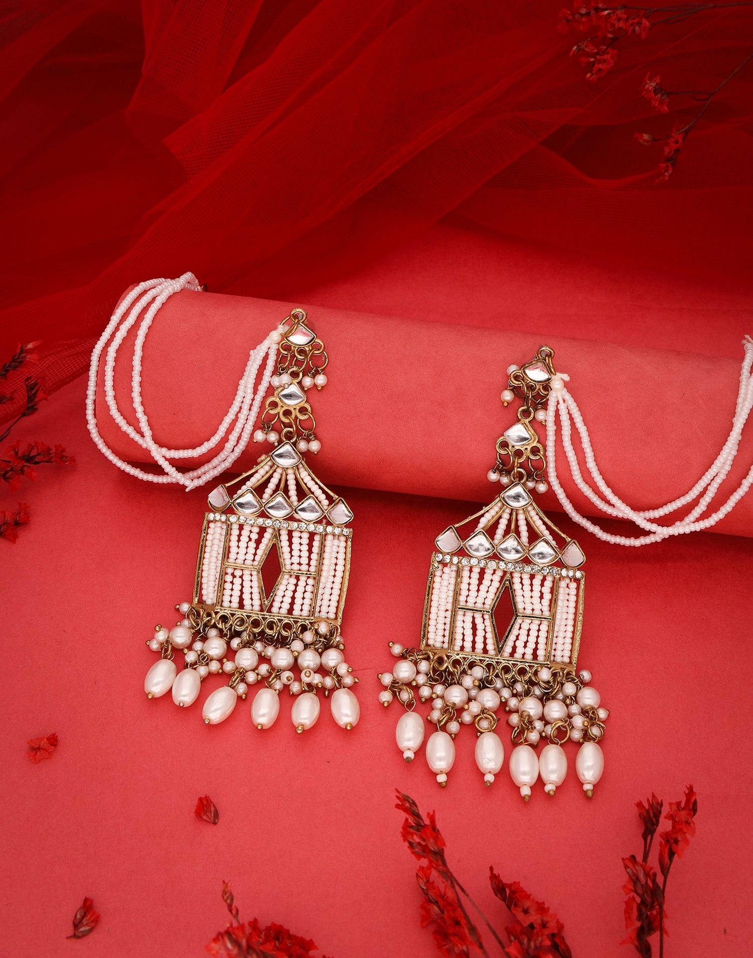 White Gold Polish Dangle Earring