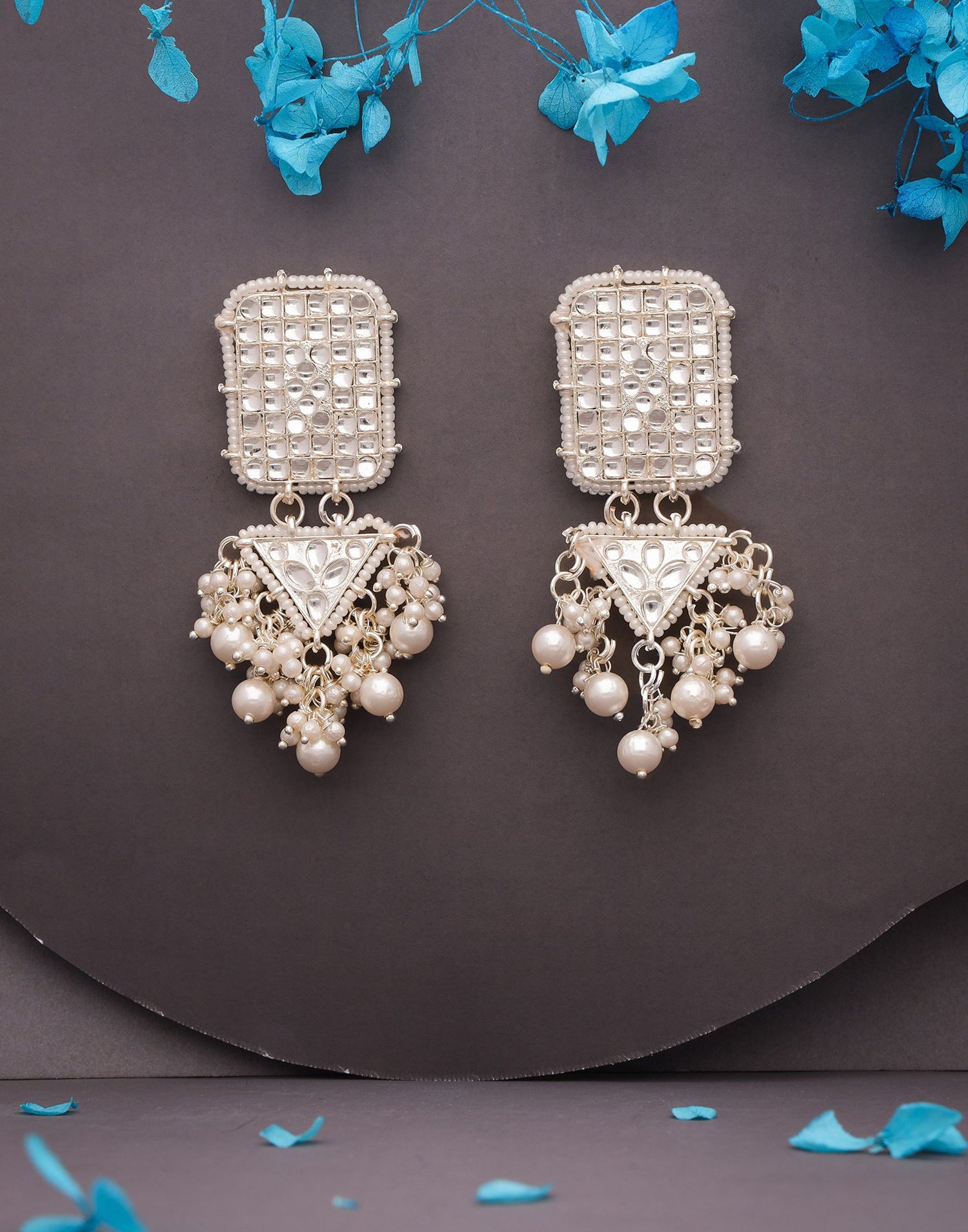 White Gold Polish Drop Earring