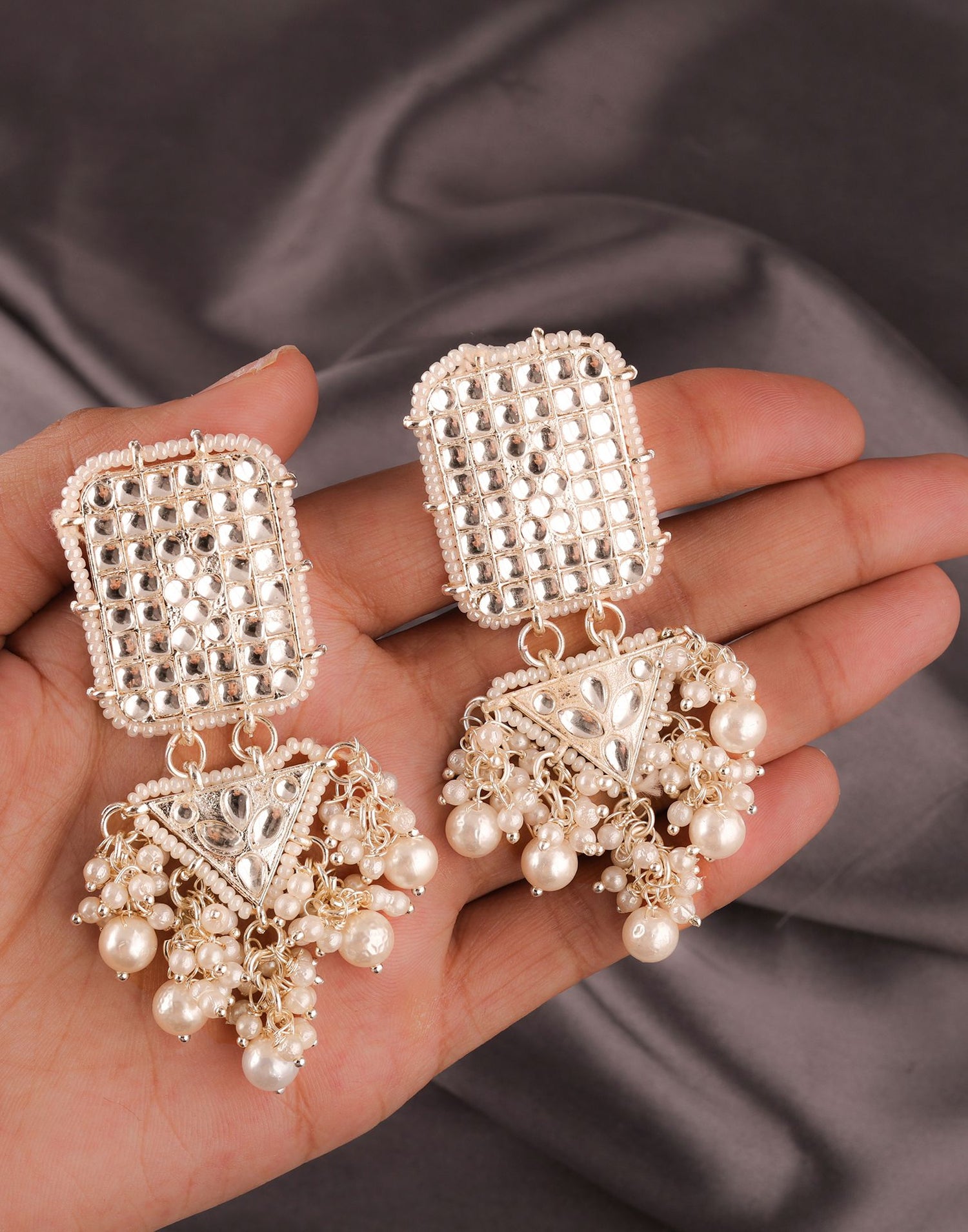 White Gold Polish Drop Earring