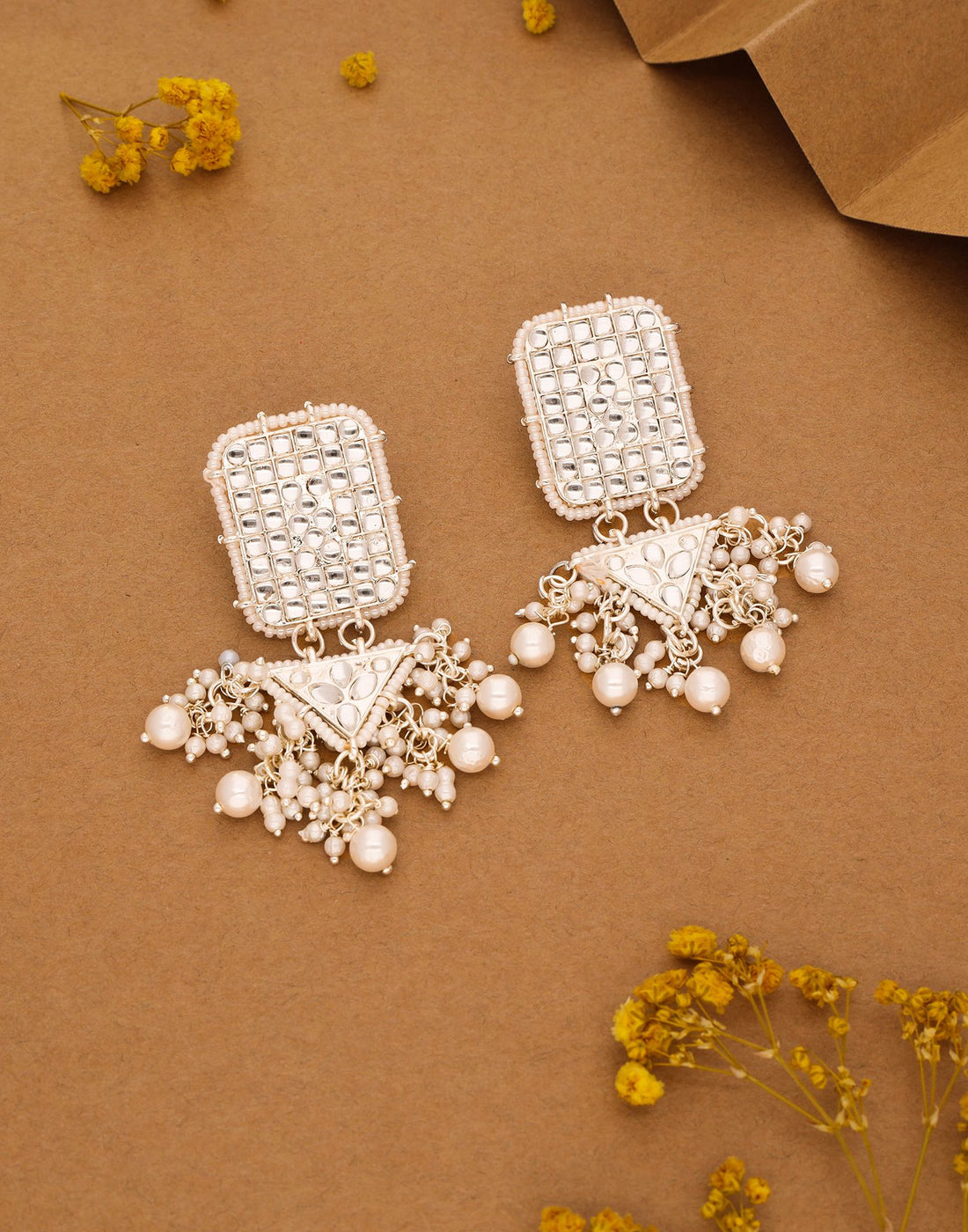 White Gold Polish Drop Earring