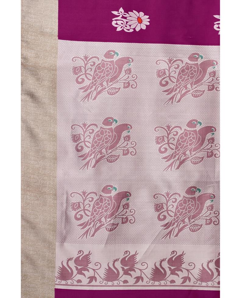 Wine Silk Printed Saree | Sudathi