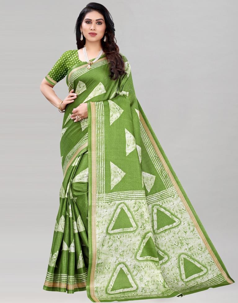 Olive Green Khadi Silk Saree | Sudathi