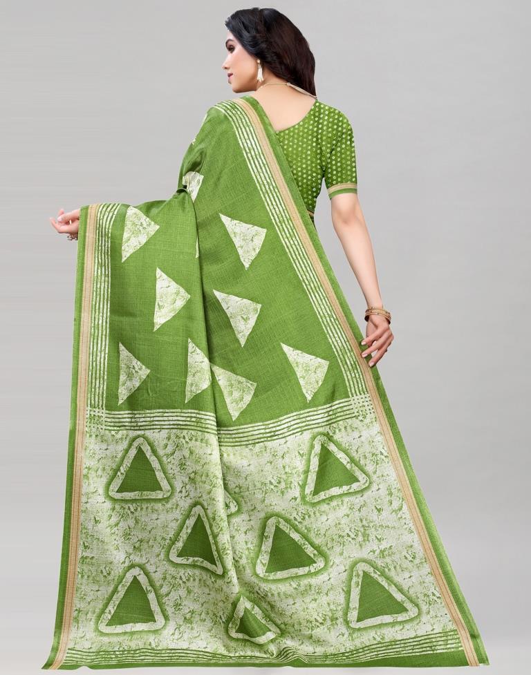 Olive Green Khadi Silk Saree | Sudathi