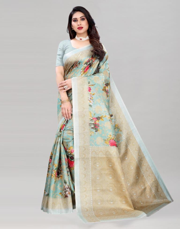 Mint Green Khadi Silk Saree | Sudathi