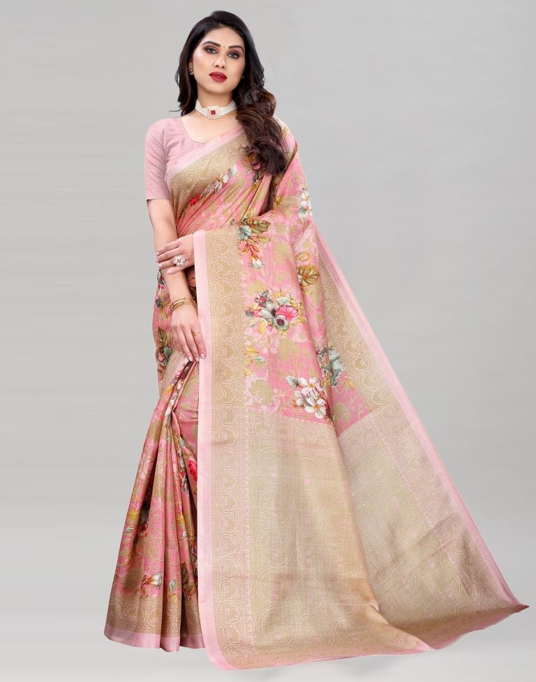 Rose Pink Khadi Silk Saree | Sudathi