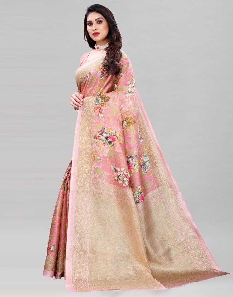 Rose Pink Khadi Silk Saree | Sudathi