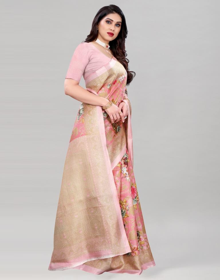 Rose Pink Khadi Silk Saree | Sudathi