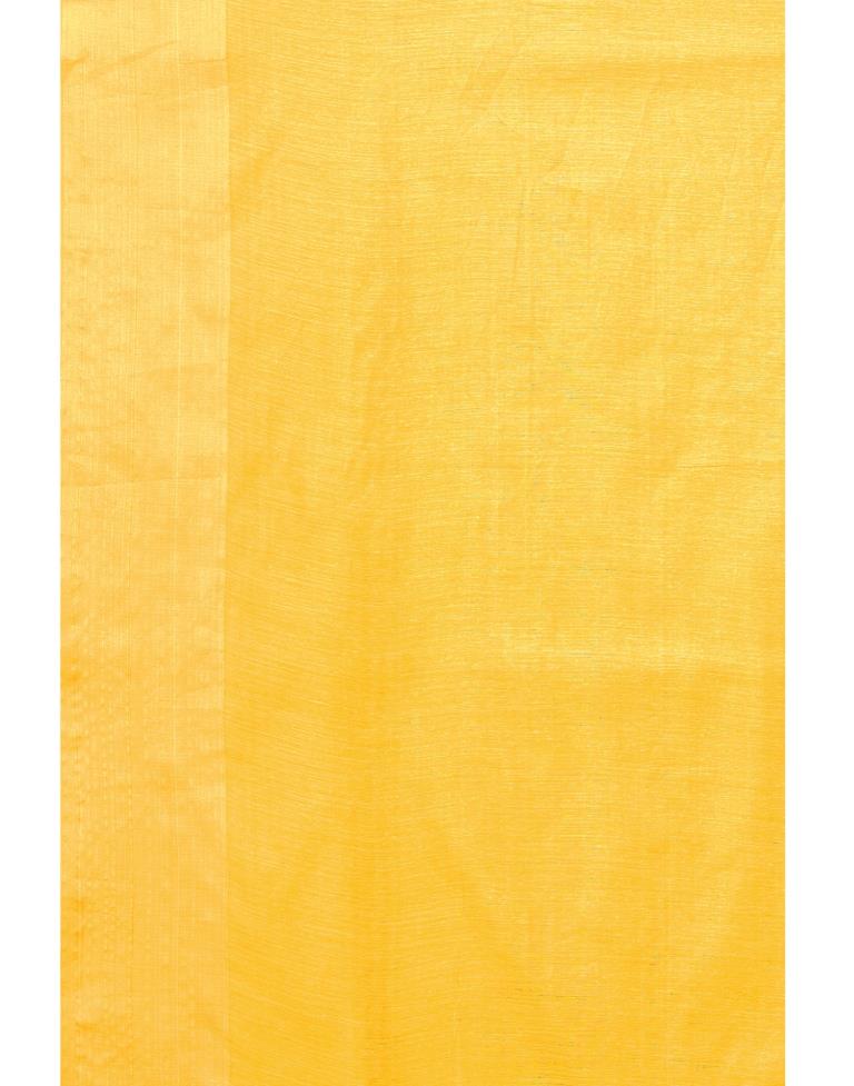 Turmeric Yellow Coloured Poly Cotton Border Jari Patta Plain Casual saree | Sudathi
