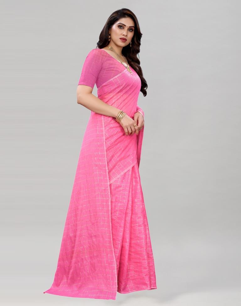 Pink Coloured Poly Cotton Plain Casual saree | Sudathi