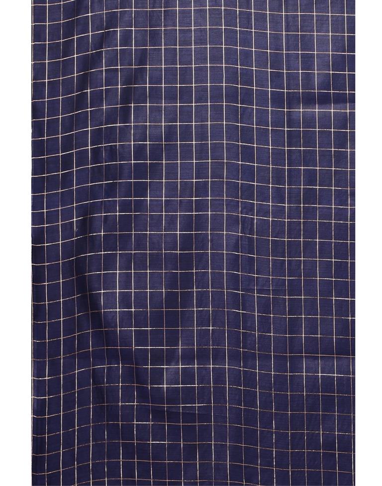 Navy Blue Coloured Poly Cotton Plain Casual saree | Sudathi