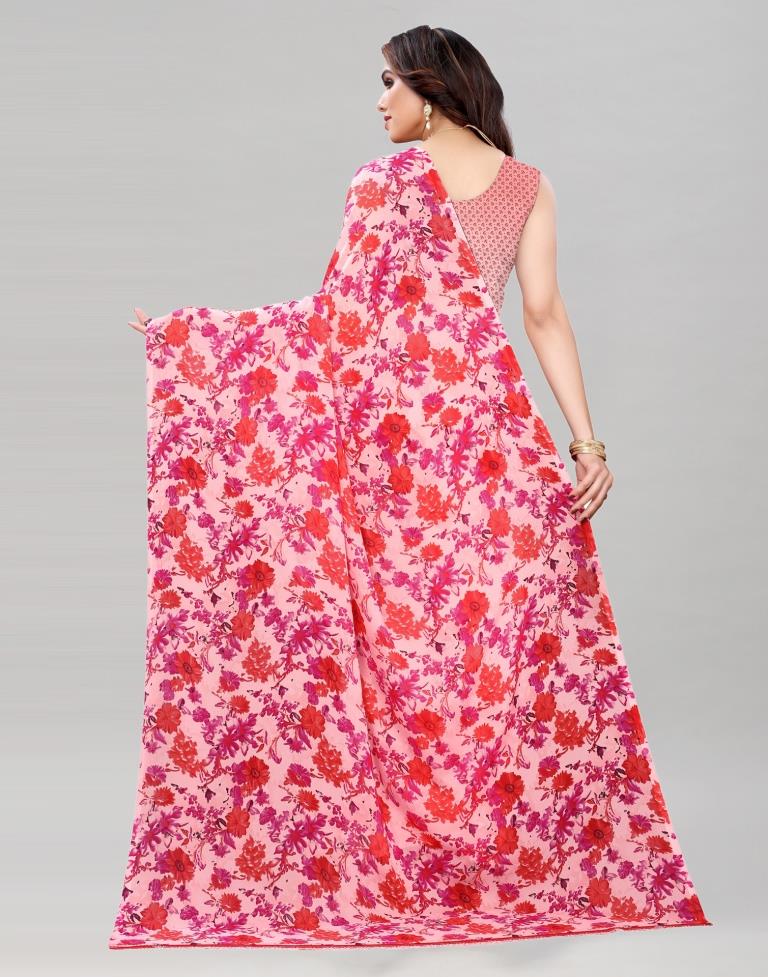 Rose Pink Coloured Georgette Printed Casual saree | Sudathi