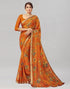 Orange Coloured Chiffon Floral Printed Casual saree | Sudathi