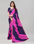 Pink And Navy Blue Coloured Georgette Bandhani Printed Saree | Sudathi