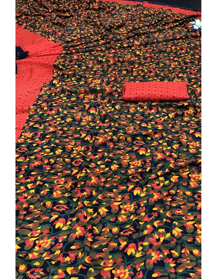 Multicolored Georgette Floral Printed Saree | Sudathi
