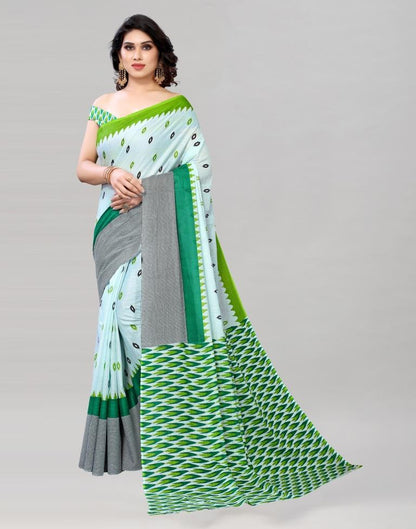 Light Blue Coloured Cotton Printed Saree | Sudathi