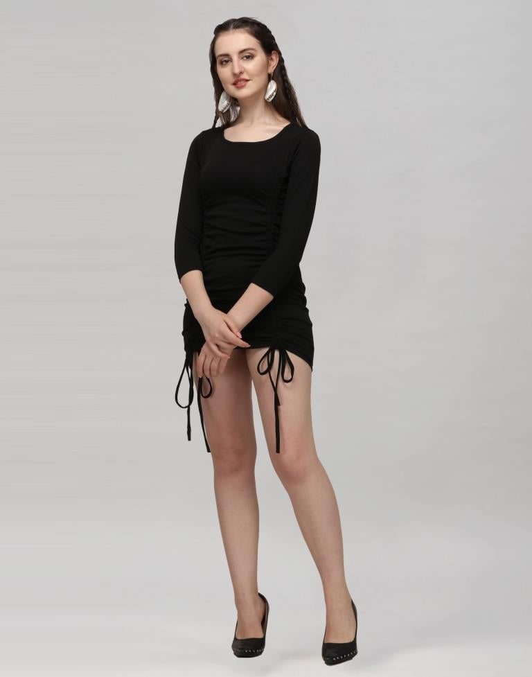 Black Coloured Knitted Lycra Dress | Leemboodi