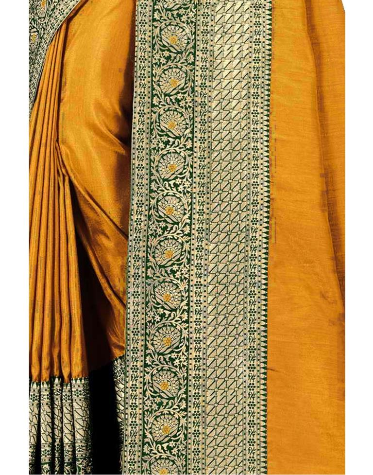 Mustard Coloured Poly Silk Jacquard Saree | Sudathi