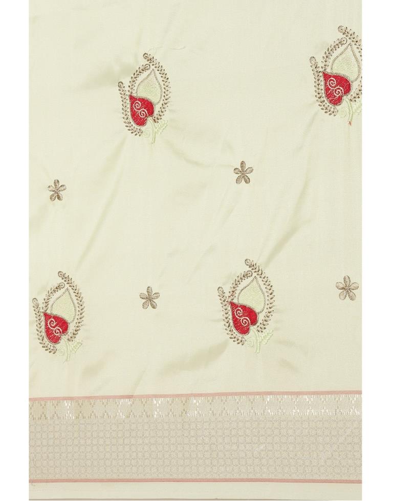 Pista Green Coloured Organza Embroidery Saree | Sudathi