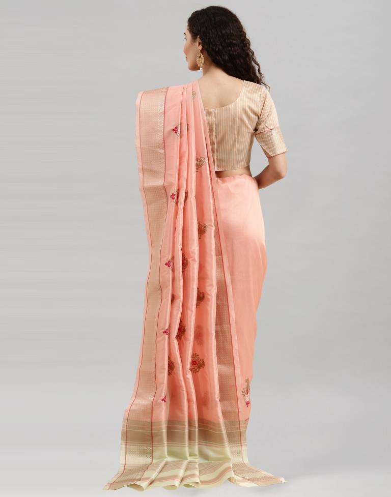 Rose Pink Coloured Organza Embroidery Saree | Sudathi