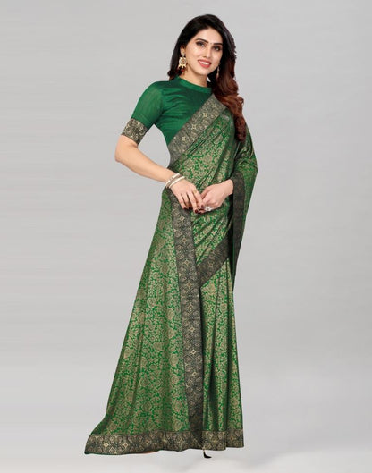 Green Coloured Lycra Foil Printed Saree | Sudathi