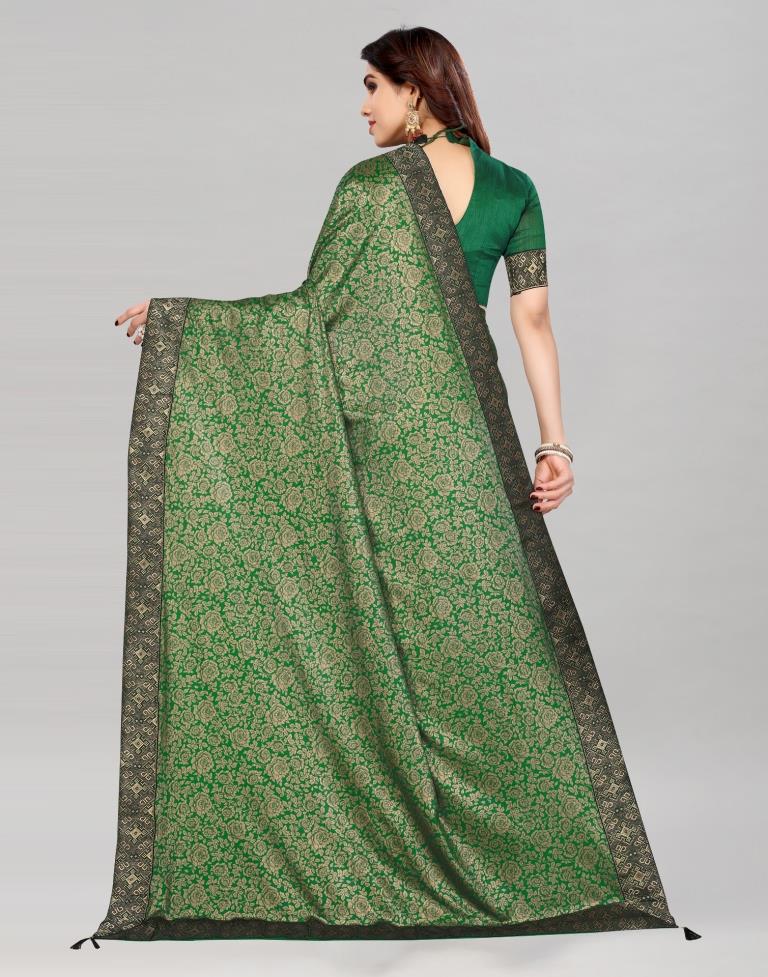 Green Coloured Lycra Foil Printed Saree | Sudathi
