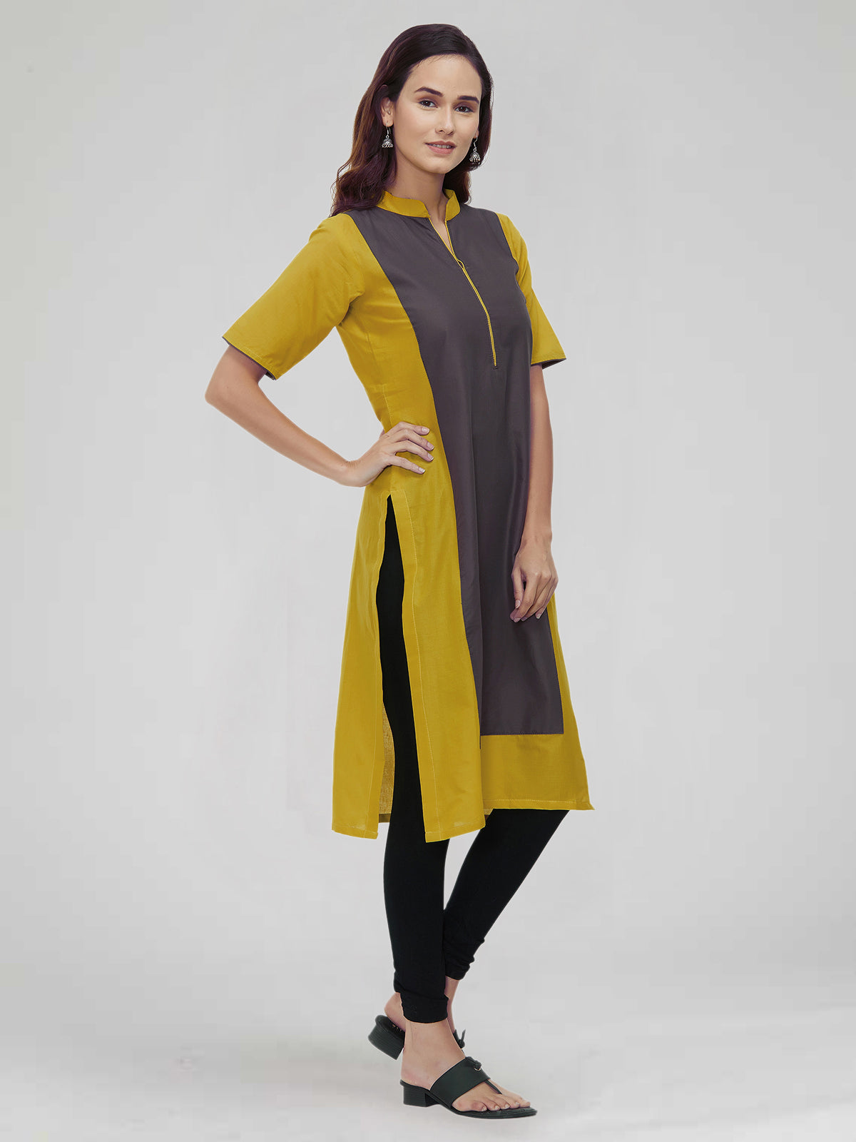 Yellow Coloured Dyed Cotton Kurti | Sudathi