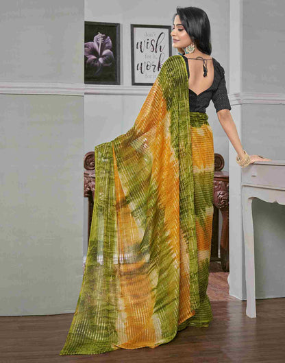 Ready To Wear Green Georgette Printed Saree