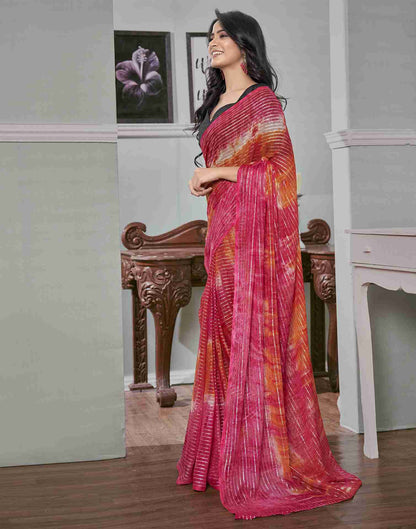 Ready To Wear Magenta Georgette Printed Saree