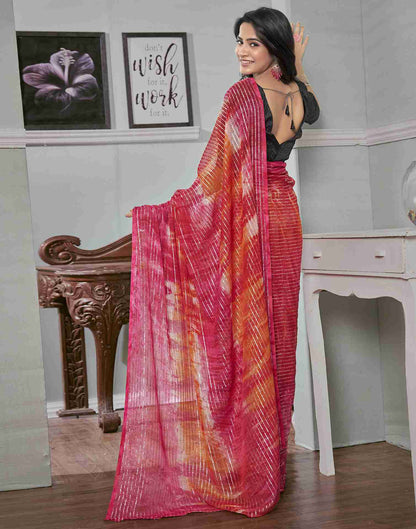 Ready To Wear Magenta Georgette Printed Saree