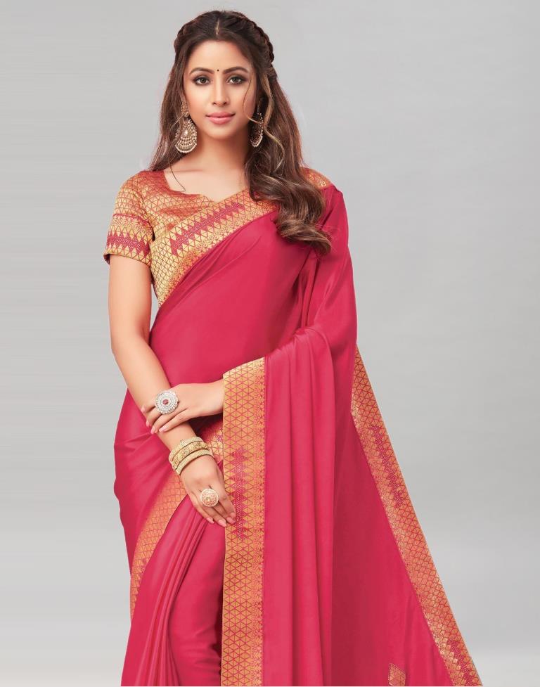 Pink Coloured Silk Crepe Hot Fixing Saree | Sudathi