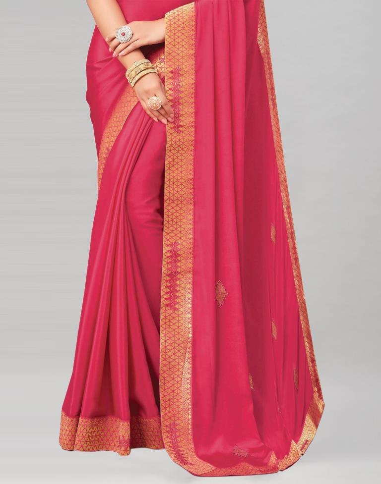 Pink Coloured Silk Crepe Hot Fixing Saree | Sudathi