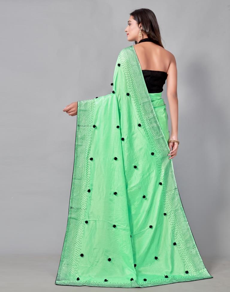 Mint Green Coloured Poly Silk Embellished Saree | Sudathi