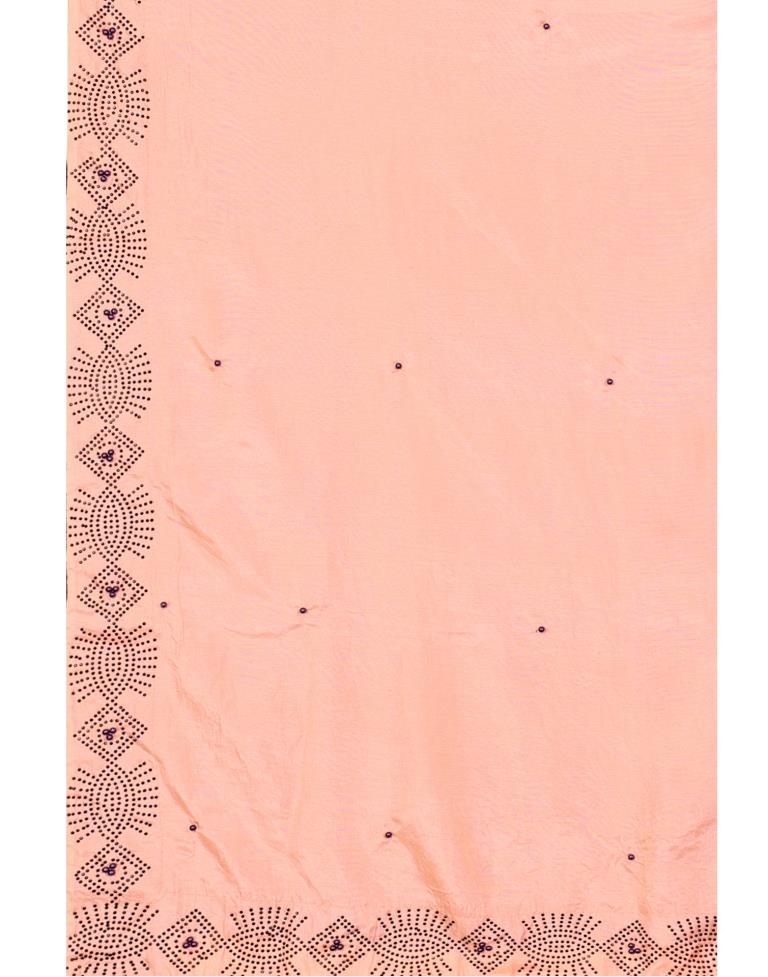 Peach Coloured Poly Silk Hot Fixing Saree | Sudathi