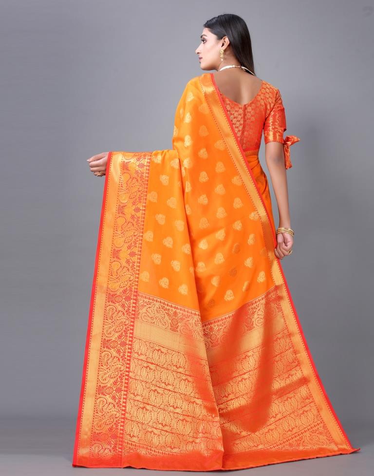 Orange Banarasi Silk Saree | Sudathi