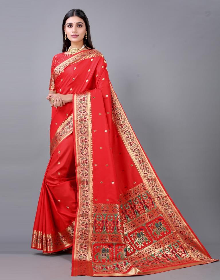 Red Cotton Silk Saree | Sudathi