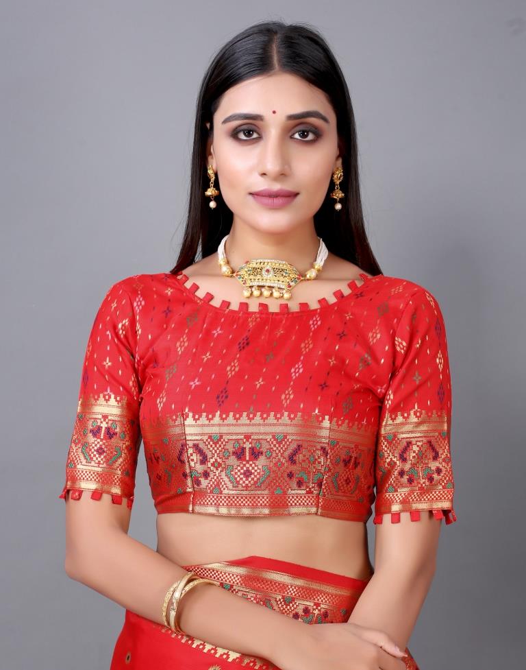 Red Cotton Silk Saree | Sudathi