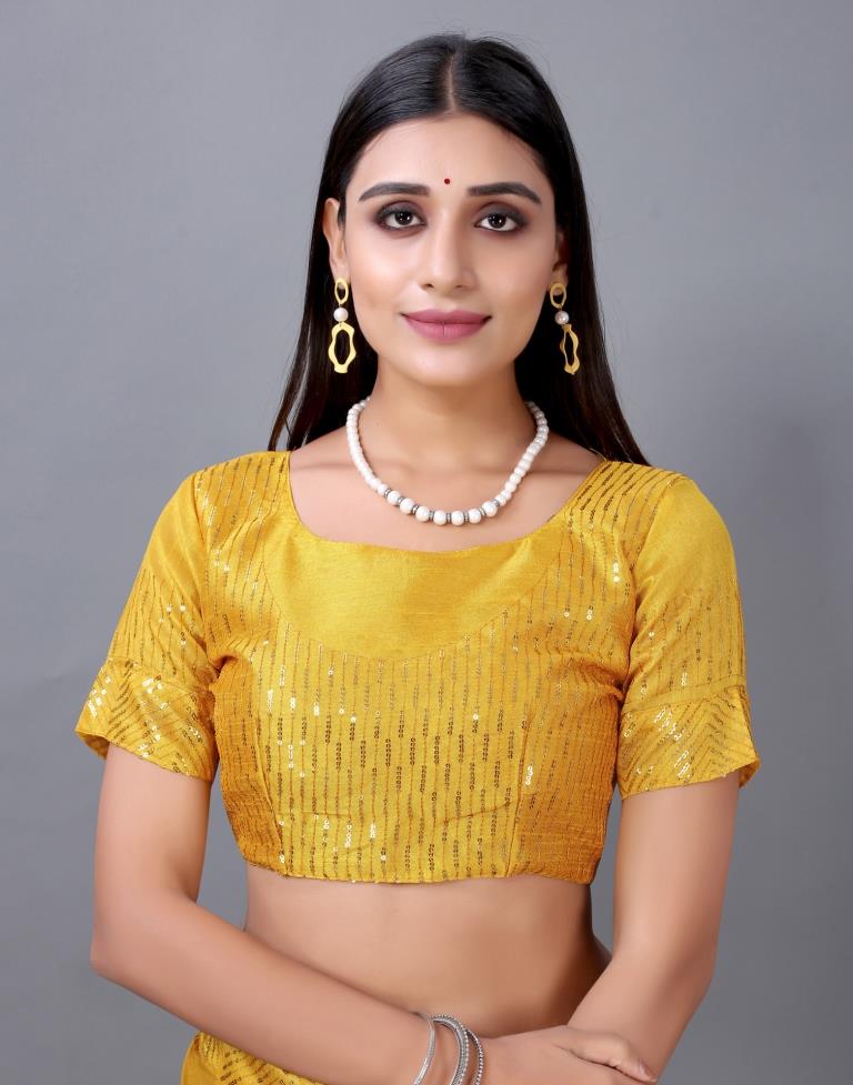 Turmeric Yellow Embroidered Silk Saree | Sudathi