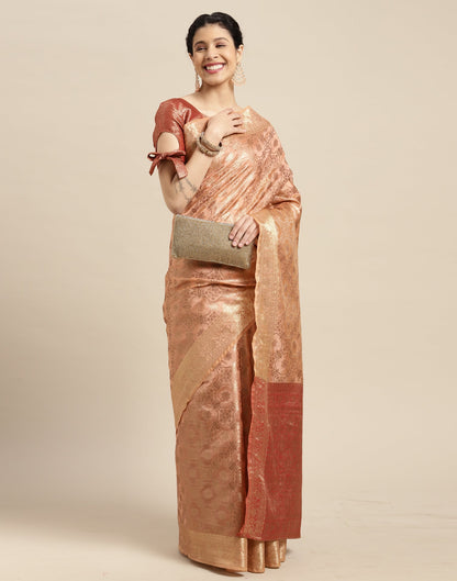 Light Orange Cotton Silk Saree | Sudathi