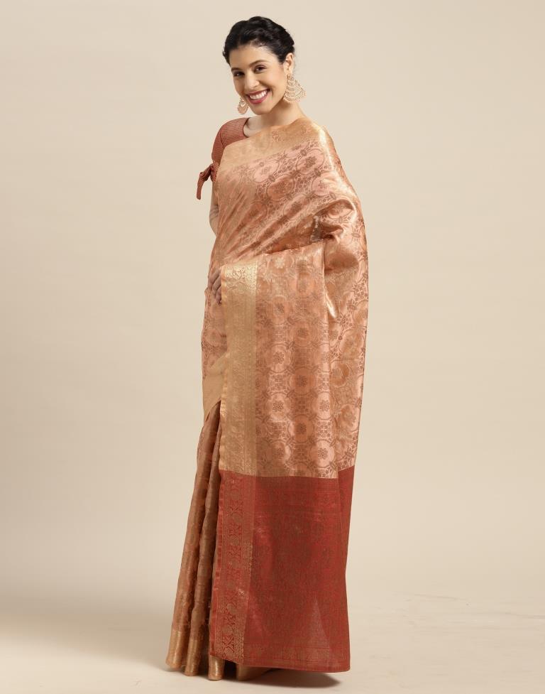 Light Orange Cotton Silk Saree | Sudathi