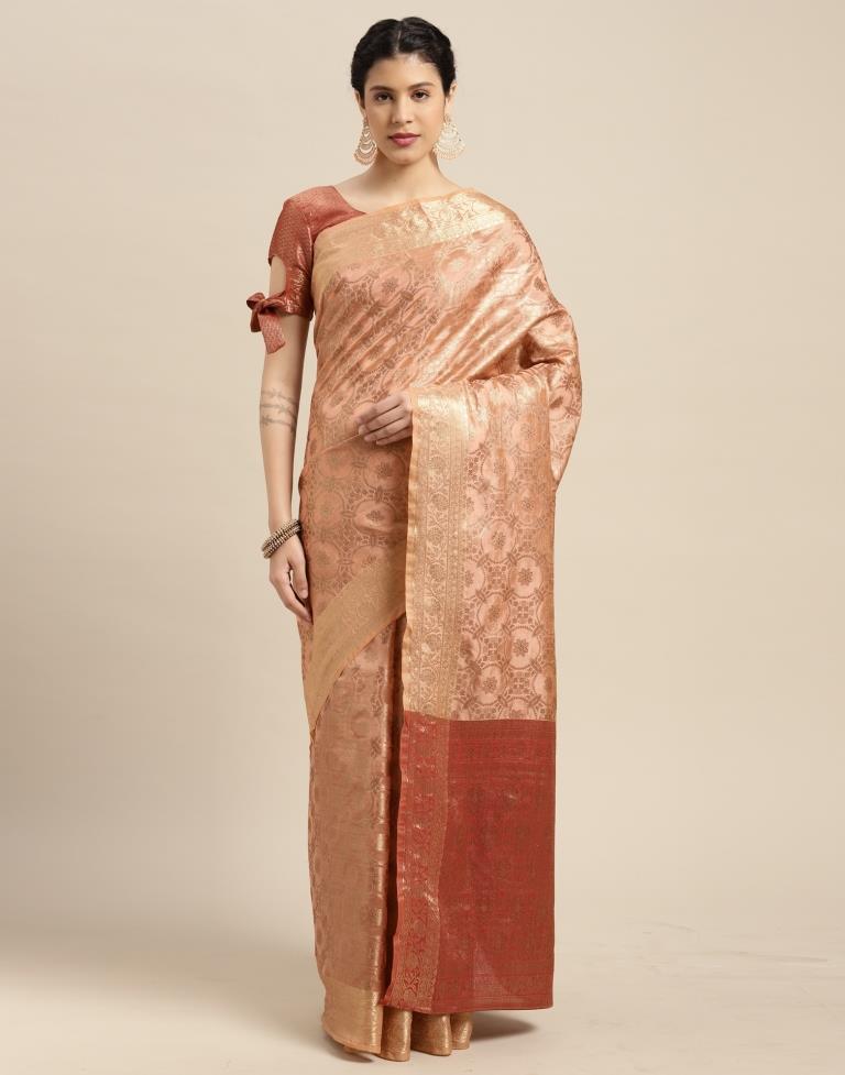 Light Orange Cotton Silk Saree | Sudathi