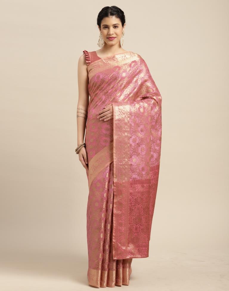 Baby Pink Cotton Silk Saree | Sudathi