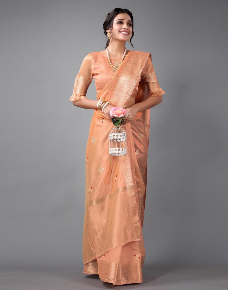 Peach Embroidery Saree | Sudathi