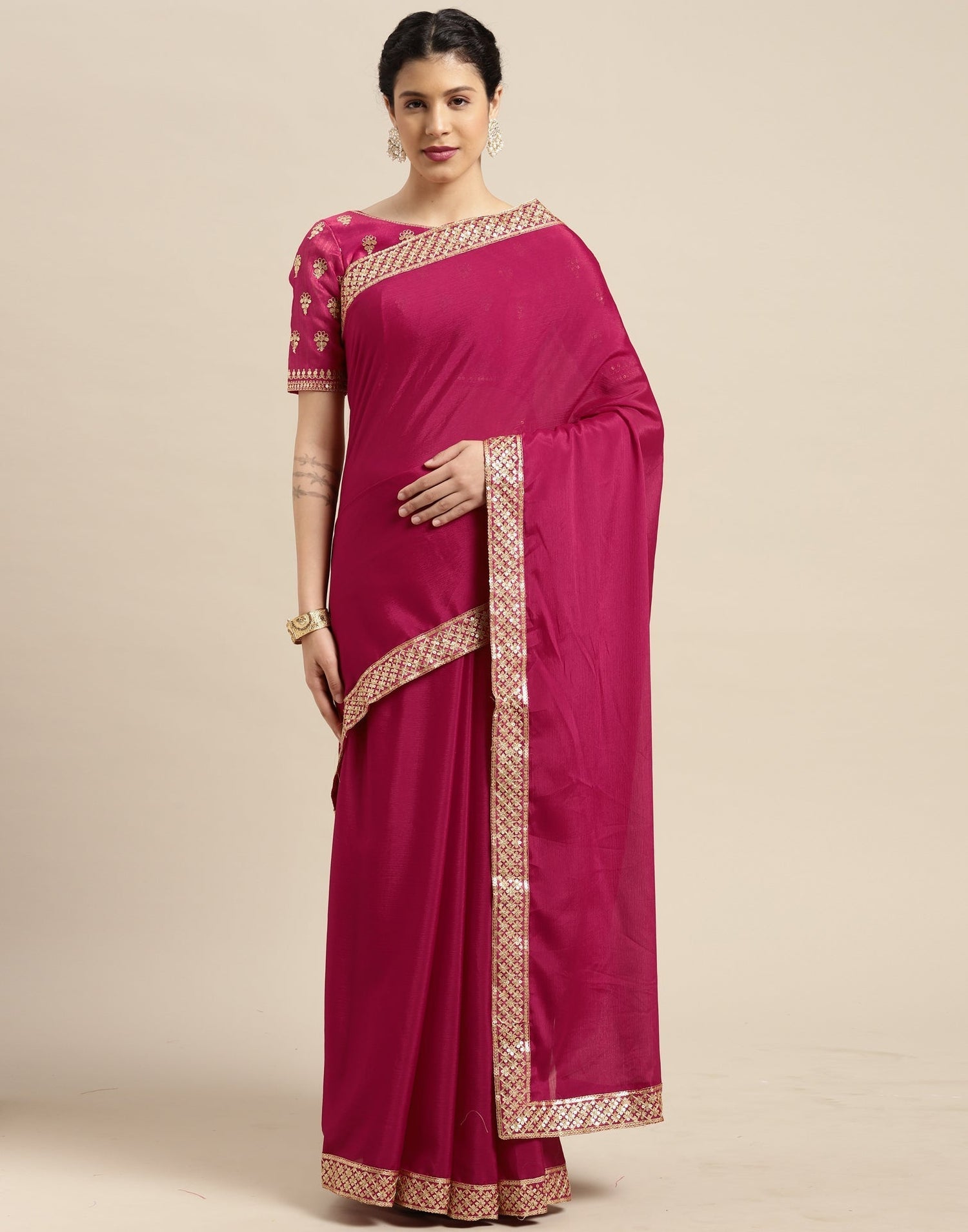 Cherry Pink Silk Saree | Sudathi