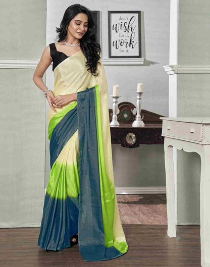 Ready To Wear Cream Chiffon Plain Saree