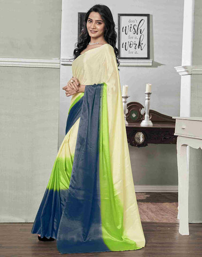 Ready To Wear Cream Chiffon Plain Saree